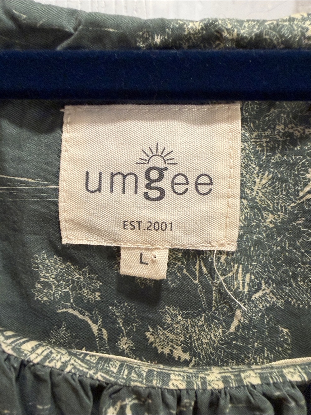 Umgee Green Scenic Puff-Sleeve Tiered Dress - Picture 2 of 2